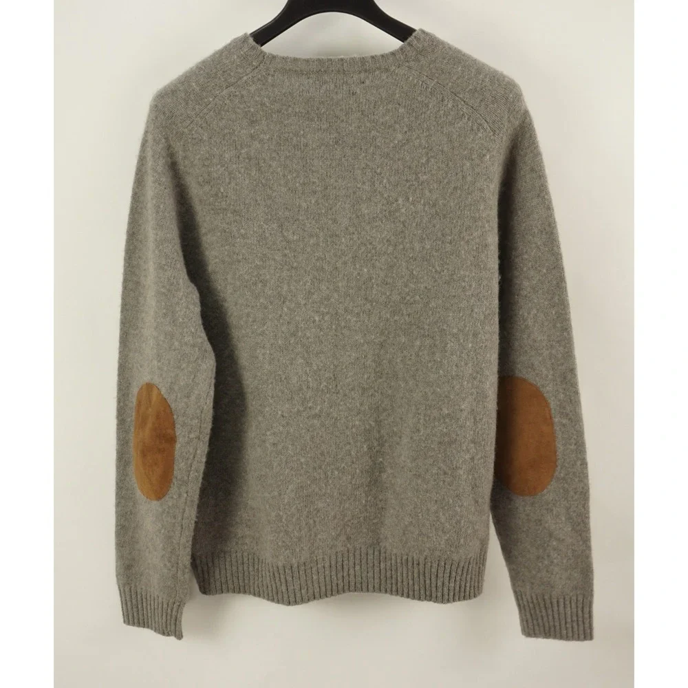 $398 Polo Ralph Lauren Wool Suede Elbow Patch Country Crew Sweater Mens 2XL Gray